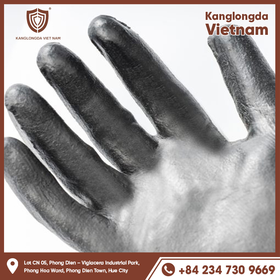 Gloves with anti-slip embossed inner surface increase grip while working.