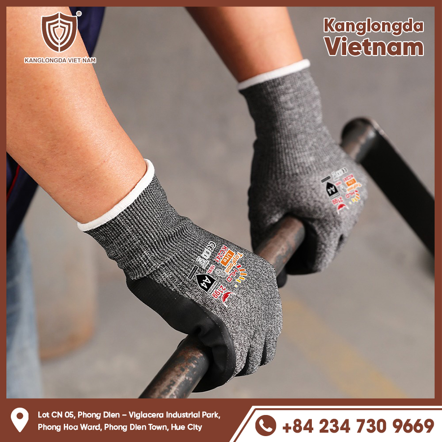 Anti-slip and impact resistant gloves help to hold the iron bar safely.