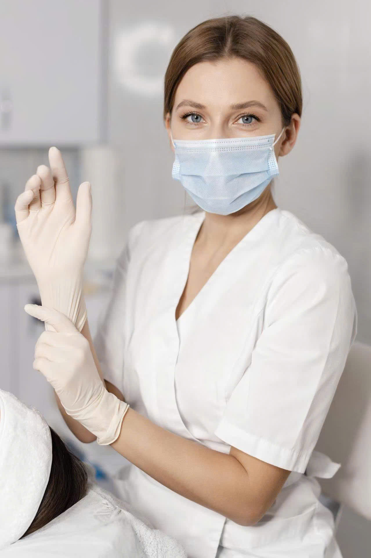 Thin, clean gloves protect both users and customers from bacteria.