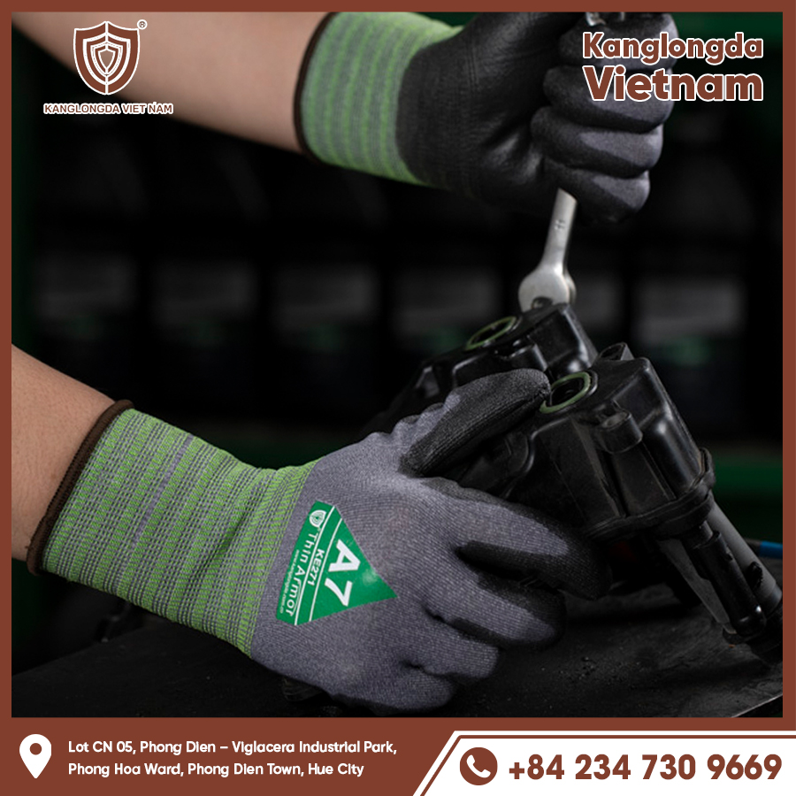 Non-slip gloves help hold the wrench firmly and safely.