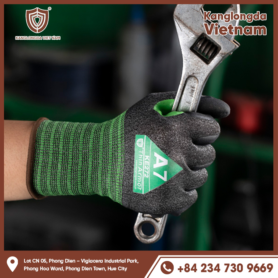 Thick padded gloves protect hands when working with wrenches.