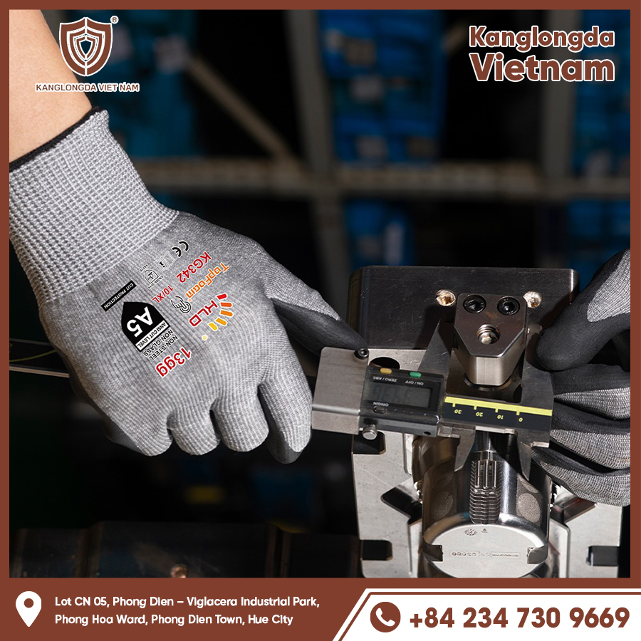 Flexible gloves protect hands when using precision measuring tape.