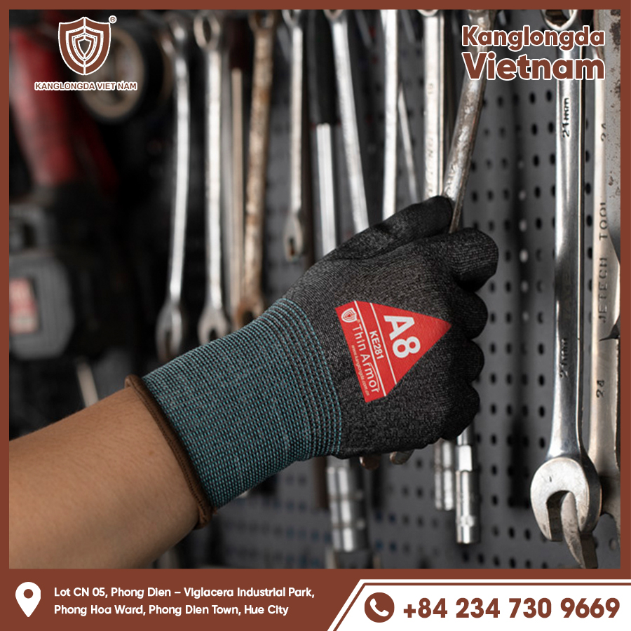 Anti-slip gloves protect hands when holding wrench firmly.