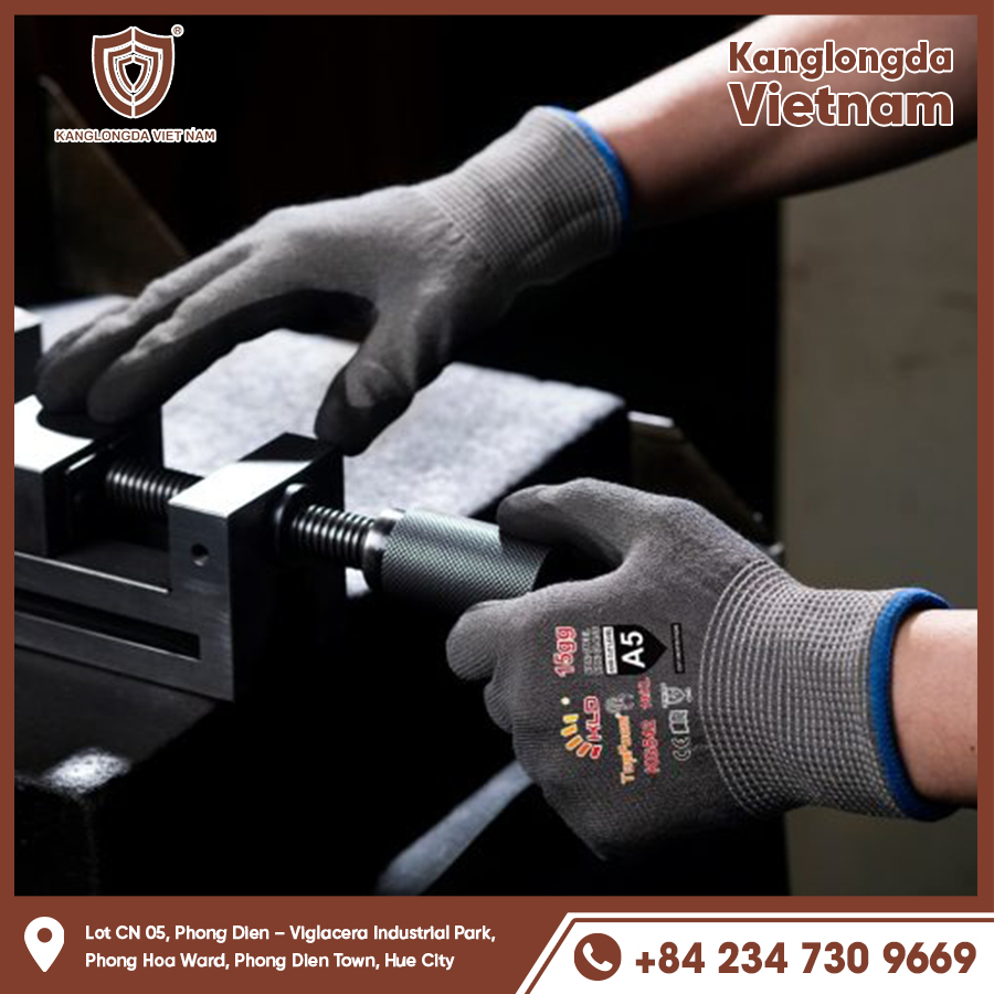 Durable and flexible gloves protect hands when using a press.