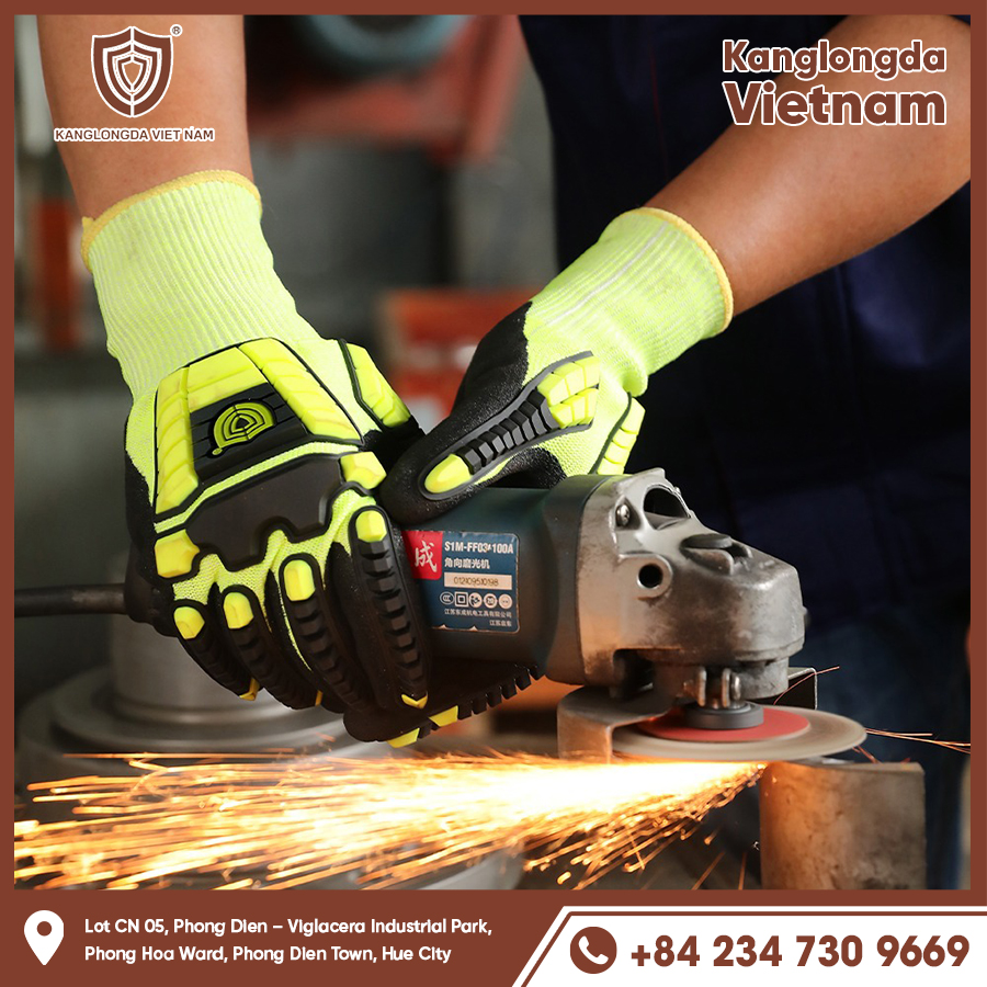 Cut-resistant gloves protect hands when working with sharp cutting tools.